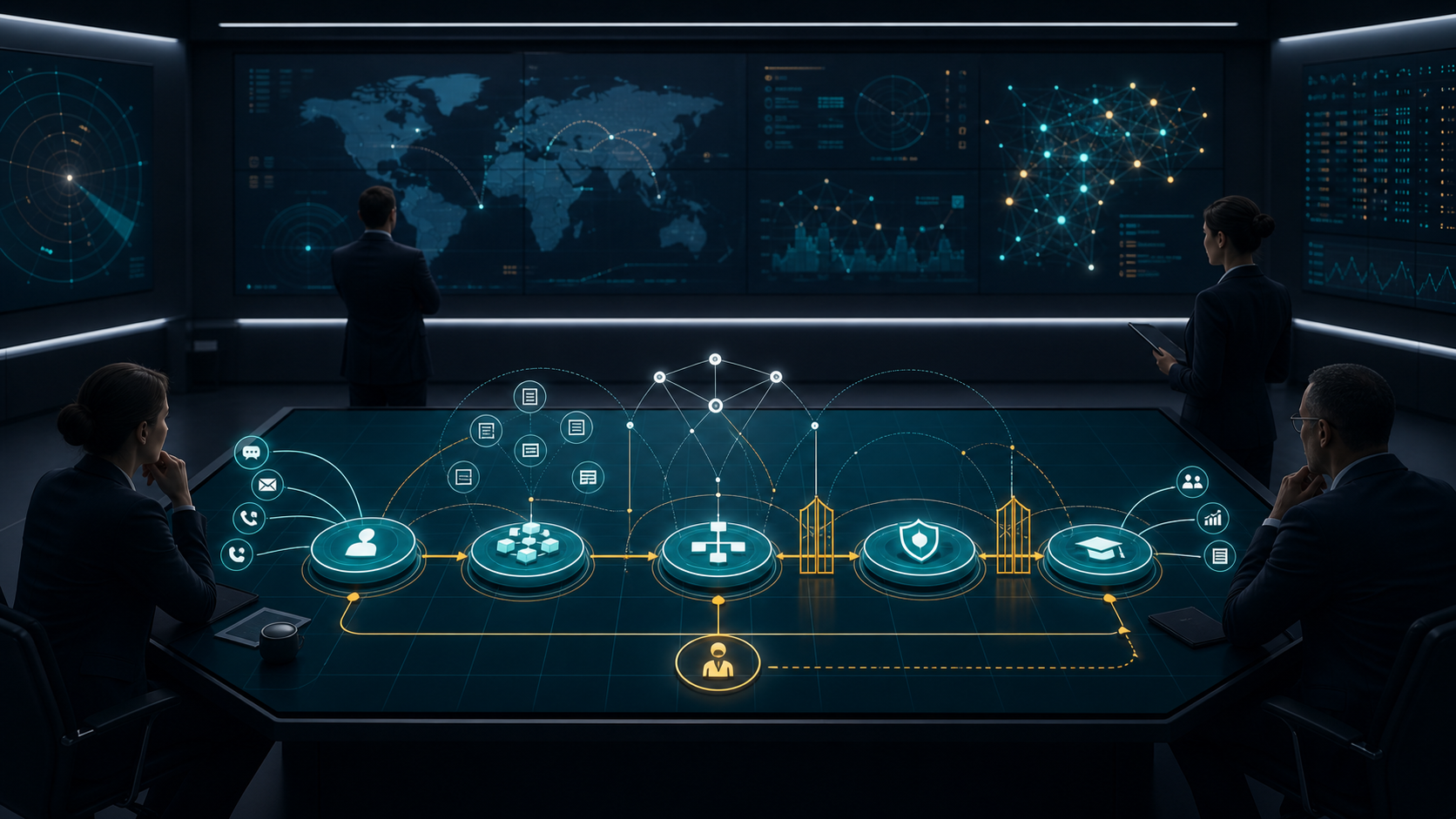 Command-post operating model for AI service resolution